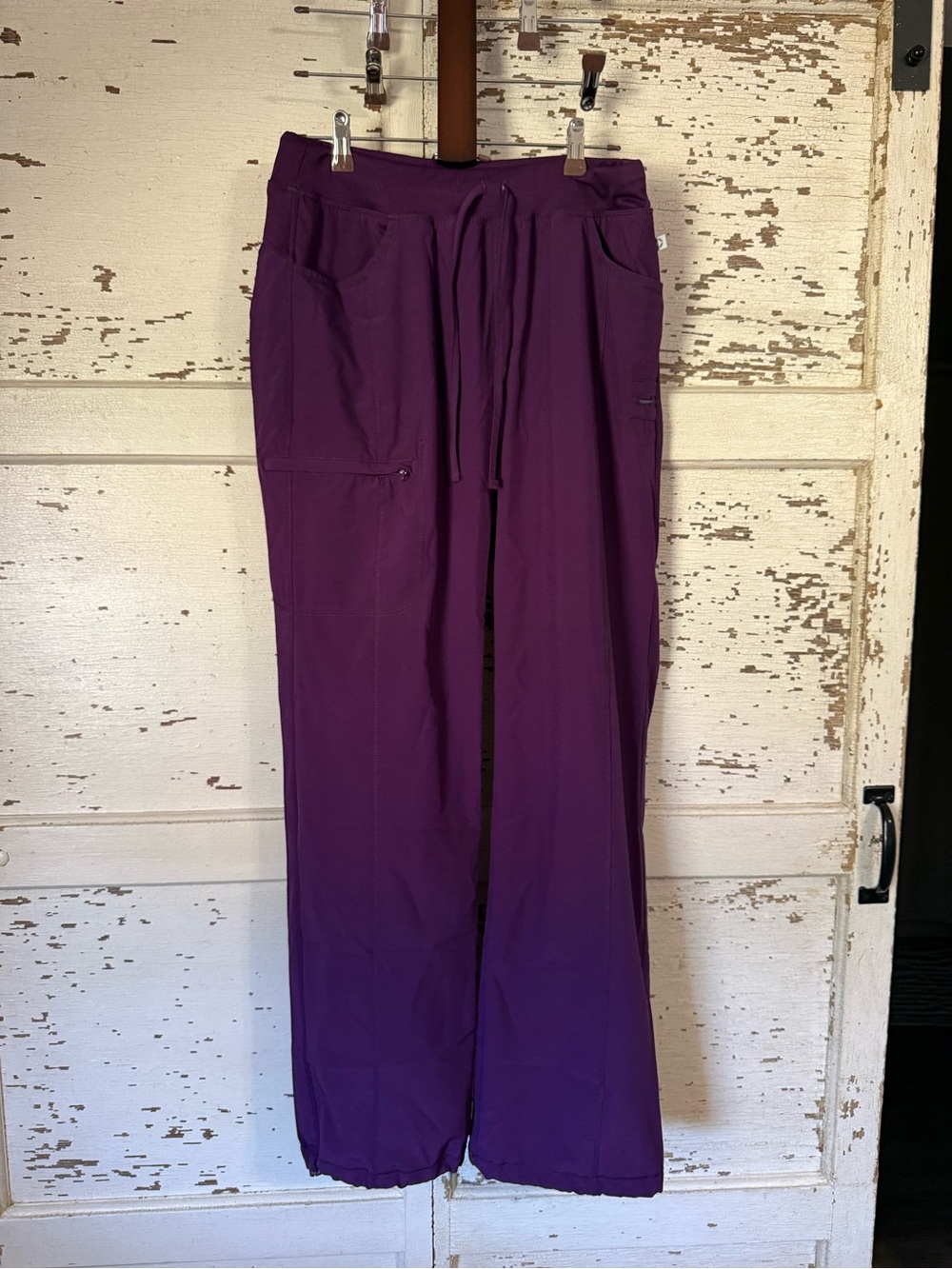 🍆 Purple Drawstring Cargo Scrub Pants size Medium Tall